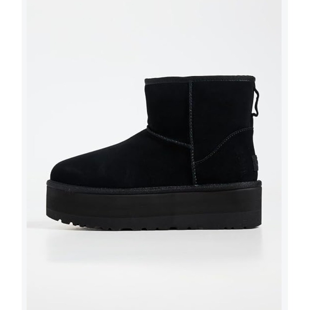 UGG Classic Ultra Mini Platform Boots Black Suede Ankle Booties winter fall cozy